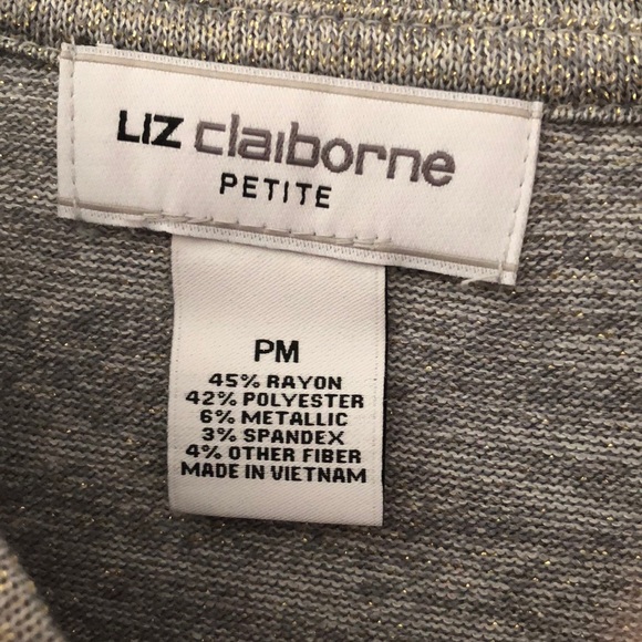 Liz Claiborne Petite Long Sleeve Seamed Tee - Picture 4 of 5